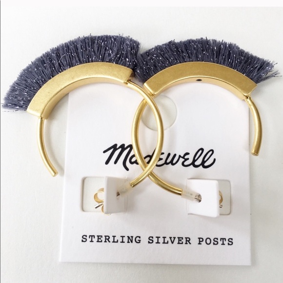 MADEWELL Fringe Hoop Earrings in Hematite Lurex - Picture 3 of 8